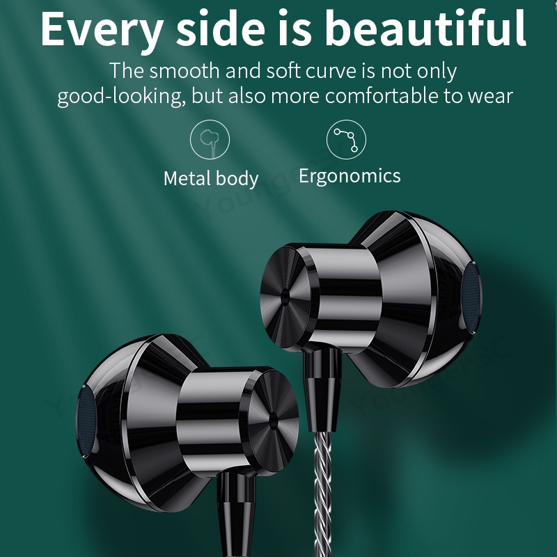 หูฟังอินเอียร์ แบบมีสาย โลหะ 9D HiFi 3.5 มม. Type-C พร้อมไมโครโฟน