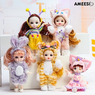 Ameesi โมเดลตุ๊กตาเจ้าหญิง BJD ผมหนา หมุนได้ 16 ซม. ข้อต่อขยับได้ 13 ข้อต่อขยับได้ สําหรับเด็กผู้หญิง