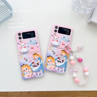 เคสโทรศัพท์มือถือแบบนิ่ม กันกระแทก ลายการ์ตูนอลิซน่ารัก พร้อมสายโซ่คล้อง สําหรับ Samsung Galaxy Z Flip 4 5G Z Flip 3