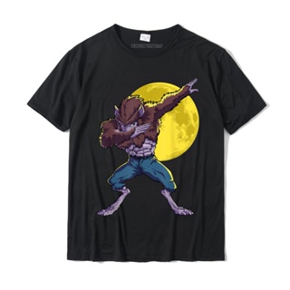 เสื้อยืด พิมพ์ลาย Werewolf Dabbing Halloween Zombie Monsters Dab ขนาดใหญ่ แฟชั่นสําหรับผู้ชาย