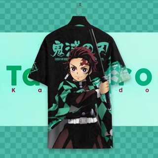 เสื้อยืดแขนสั้นลําลอง ขนาดใหญ่ พิมพ์ลายการ์ตูนอนิเมะ Demon Slayer แฟชั่นฤดูร้อน สไตล์ญี่ปุ่น สําหรับผู้ชาย