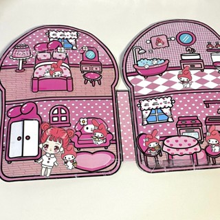 หนังสือเกมบ้านตุ๊กตา Sanrio Melody Big House แฮนด์เมด ของเล่นเสริมการเรียนรู้ สําหรับเด็ก