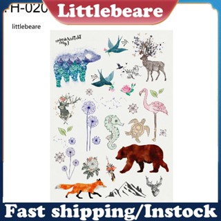 &lt;littlebeare&gt; สติกเกอร์รอยสักชั่วคราว ลายสัตว์ ขนนก สีสันสดใส สําหรับติดตกแต่งร่างกาย