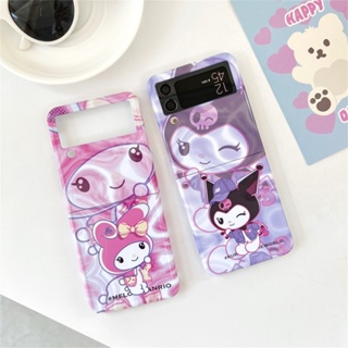 เคสมือถือ แบบแข็ง ลายการ์ตูน Melody Kuromi หรูหรา สําหรับ Samsung Galaxy Z Flip3 5G Z Flip4 5G ZFLIP3 Z FLIP 4