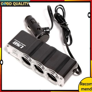 4 in 1 อะแดปเตอร์ชาร์จไฟในรถยนต์ 3 ช่อง 12V 24V DC พร้อมพอร์ตชาร์จ USB