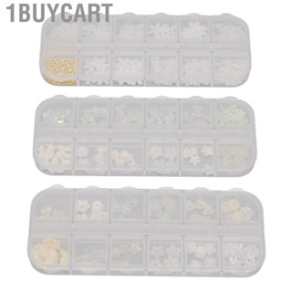 1buycart Nail Art Decals  Attractive Dazzling Separated Storage Decorations Set Flower Shapes Resin for DIY Craft Salon