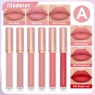 Mirsist 6 ชิ้น/เซ็ต Matte Lip Gloss Set Lipgloss Matte Lip Glaze Milk Tea Color Non-stick Cup Matte Lip GLOSS HO