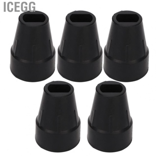 Icegg 5Pcs  Slip Thicken Walking Cane Tip Rubber Crutch Base Cover Replacement for Trekking Pole Stick Accessory