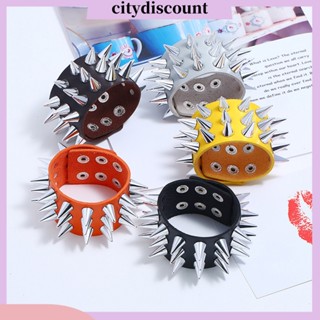 &lt;citydiscount&gt; พังก์ ผู้ชาย ผู้หญิง หนังเทียม หลายเข็ม สร้อยข้อมือ กําไลข้อมือ เครื่องประดับ ตกแต่งข้อมือ