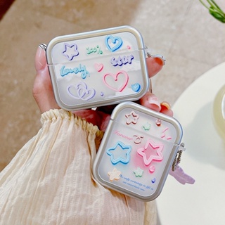 เคสหูฟังบลูทูธไร้สาย ลายหัวใจ สีแคนดี้ พร้อมพวงกุญแจ สําหรับ airpods 2 3 pro 2