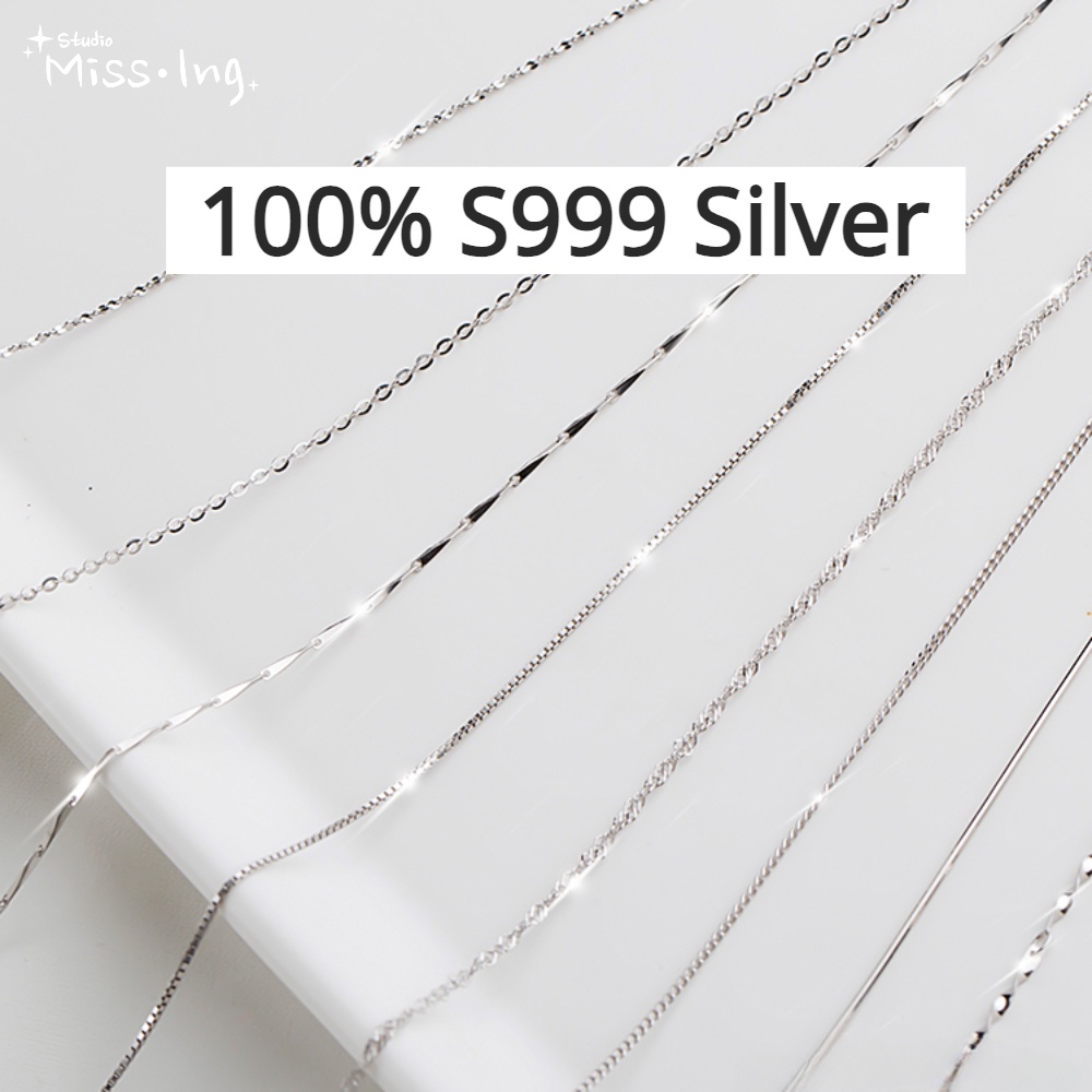 Minimalist 100% S999 สร้อยคอเงิน Cross Chain ความงามสําหรับผู้หญิงเครื่องประดับแฟชั่นอุปกรณ์เสริม