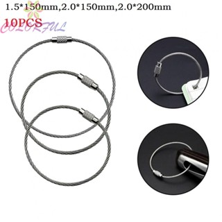 【COLORFUL】Steel Wire Rope 1.5/2mm 10Pcs Circle Hand Tools Keychain Tag Rope Portable