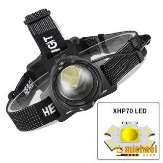 【MC】ไฟหน้า Led Xhp70 Type-c ชาร์จ Usb สําหรับตกปลา ตั้งแคมป์ กลางแจ้ง