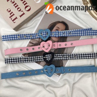 OCEANMAPDZ เข็มขัดคาดเอว แบบบาง หัวเข็มขัดรูปหัวใจ สีพื้น เข้ากับทุกการแต่งกาย แฟชั่นสําหรับผู้หญิง และนักเรียน