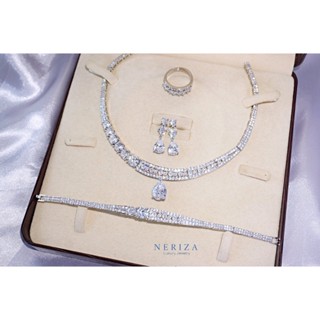 Neriza Jewelry/ชุดเครื่องประดับเจ้าสาวเกรดท๊อปงานจิวเวลรี่ประกายไฟเทียบเท่าเพชรแท้ จัดส่งฟรีพร้อมกล่องNSW041