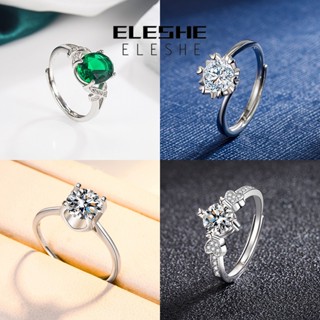 Eleshe Jewelry แหวนเพชรโมอิส เงิน 925 เรียบง่าย เครื่องประดับ สําหรับผู้หญิง M065