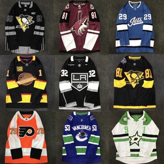 เสื้อกีฬาแขนสั้น ลายทีม Nhl Hockey Jersey Hockey Jersey สไตล์ฮิปฮอป เรโทร พลัสไซซ์ ทรงหลวม แนวสตรีทแดนซ์