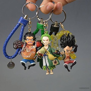 Si ONE PIECE พวงกุญแจฟิกเกอร์ PVC อนิเมะ Luffy Zoro Sanji พวงกุญแจกระเป๋า จี้พวงกุญแจ ของขวัญ IS