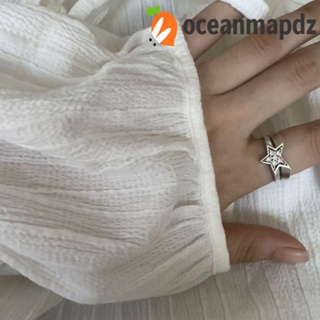 OCEANMAPDZ แหวน รูปดาวห้าแฉก ประดับพลอยเทียม ปรับขนาดได้ สไตล์เกาหลี สําหรับผู้หญิง