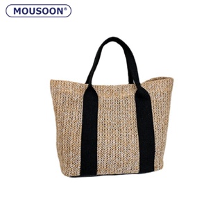 MOUSOON สุภาพสตรีถักไหล่เดี่ยวในแนวทแยง Straw Bag กระเป๋าชายหาดความจุขนาดใหญ่