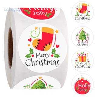 Colo สติกเกอร์ฉลาก ทรงกลม ลาย Merry Christmas 4 แบบ สําหรับติดตกแต่งกล่องเบเกอรี่ ซองจดหมาย DIY 500 ชิ้น