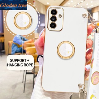 เคสโทรศัพท์มือถือ ลายต้นไม้ Gloden พร้อมขาตั้ง และสายคล้อง สําหรับ Samsung Galaxy A14 A13 A24 4G 5G A04S A34 A54 5G M23 F23 M52 M14 5G