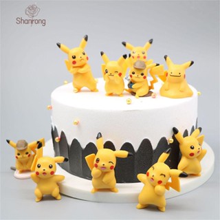 Shanrong ตุ๊กตาหน้ารถ ตุ๊กตาฟิกเกอร์ Pokemon Pikachu ขนาดเล็ก สําหรับตกแต่งบ้าน 10 ชิ้น