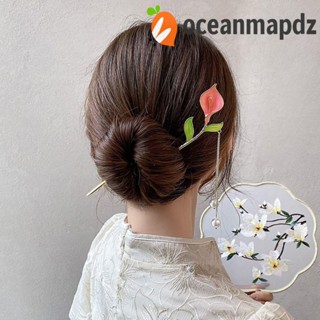 OCEANMAPDZ กิ๊บติดผม ประดับมุก ลายดอกไม้ หรูหรา สไตล์จีน คลาสสิก เหมาะกับของขวัญ สําหรับผู้หญิง