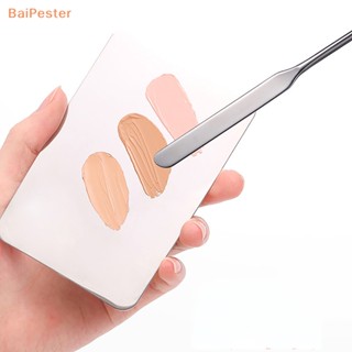 [BaiPester] พาเลตต์อะคริลิค ไม้พาย เจลรองพื้น อายแชโดว์ ผสมครีม เม็ดสี สเตนเลส เครื่องสําอาง แต่งหน้า แต่งเล็บ เครื่องมือทําเล็บ 2 ชิ้น