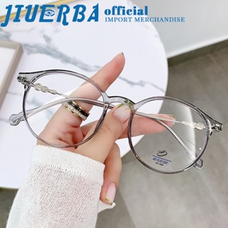 JIUERBA แว่นตาสายตาสั้น TR90 กรอบเมทัลลิก ทรงกลม ป้องกันแสงสีฟ้า สไตล์เรโทร คลาสสิก สําหรับผู้ชาย และผู้หญิง