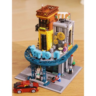 [Spot] Street View building blocks building model brick square corner bookstore maintenance station compatible with Lego assembled building blocks toys