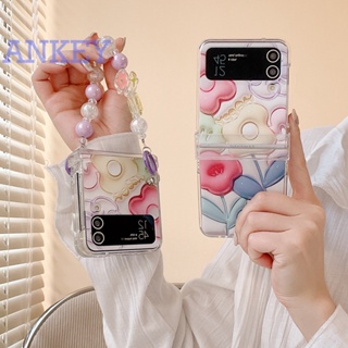 for Samsung Galaxy Z Flip4 Flip3 Phone Case New Ins 3D Color Flower Chain ZFlip4 Mobile ZFlip3 Folding Cover High Quality