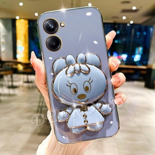 เคสโทรศัพท์มือถือ ลายการ์ตูนน่ารัก พร้อมขาตั้งกระจก และสายคล้องข้อมือ สําหรับ Realme 11 10 Pro Plus Pro+ Coca-Cola Edition C53 C55 NFC 4G 5G