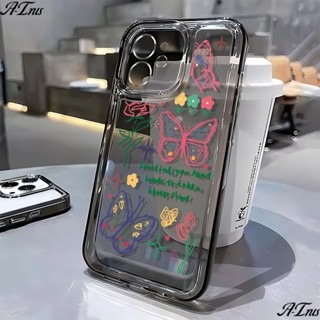 เคสโทรศัพท์มือถือ แบบนิ่ม ลายดอกไม้ และผีเสื้อ สําหรับ Apple Iphone 12 13 11 14Pro 7 APDG