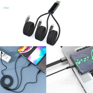 Char สายชาร์จ USB Type C แบบถัก 3 in 1 หลายช่อง พร้อมพอร์ตเชื่อมต่อ Type-C 3 พอร์ต