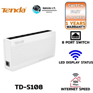 COINSคืน15%⚡FB9JMZV6⚡ TENDA TD-S108 SWITCH (สวิตซ์) 8 PORTS FAST 10/100MBPS รับประกัน 1 ปี