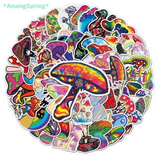 Amongspring&gt; ใหม่ สติกเกอร์ ลายเห็ด กันน้ํา สําหรับตกแต่งสมุดภาพ แพลนเนอร์ อัลบั้ม แล็ปท็อป ของขวัญเด็ก 50 ชิ้น