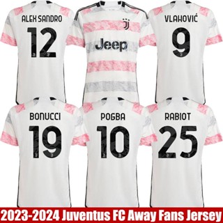 เสื้อกีฬาแขนสั้น ลายทีมชาติฟุตบอล Juventus FC Away Jersey Vlahovic Sandro Rabiot Pogba Bonucci HQ1 2023-2024 พลัสไซซ์ QH1