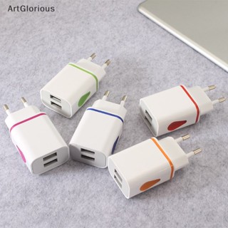 Art อะแดปเตอร์พาวเวอร์ที่ชาร์จ USB LED 5V 2A รูปหยดน้ํา พอร์ตคู่ ปลั๊ก EU สําหรับโทรศัพท์