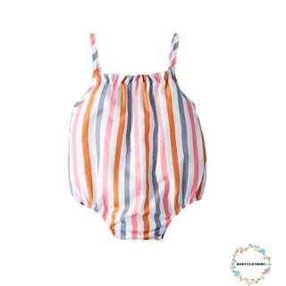 Babyclothes- ชุดรอมเปอร์ แขนกุด เปิดหลัง ลายทาง ลําลอง สีสันสดใส แฟชั่นฤดูร้อน สําหรับเด็กผู้หญิง