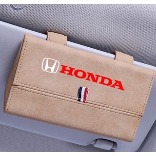 โลโก้รถ Honda ที่เก็บแว่นตากันแดด วัสดุ Alcantara พลิกแว่นตากรณีภายในที่บังแดดนามบัตรที่ใส่นามบัตร / กล่องเก็บการ์ด