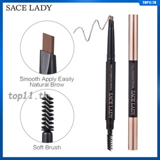 ดินสอเขียนคิ้วกันน้ำ Sace Lady Natural Lasting 4 สี หมุนอัตโนมัติ ปากกาเขียนคิ้ว 2 หัว ป้องกันรอยเปื้อน พร้อมแปรง นักเรียนหญิง แต่งหน้า ความงาม (top11.th.)