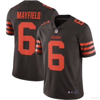 เสื้อยืดกีฬาแขนสั้น ลายทีมฟุตบอล Mayfield QY NFL Cleveland Browns ชุดเหย้า สําหรับผู้ชาย