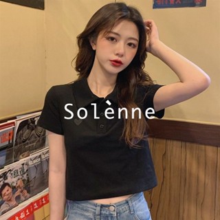 Solenne  เสื้อครอป เสื้อยืดผู้หญิง ครอป baby tee สาวเรโทร 2023 NEW Style High quality Unique Chic ทันสมัย A29J1DH 36Z230909