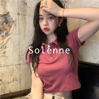 Solenne  เสื้อครอป เสื้อยืดผู้หญิง ครอป baby tee สาวเรโทร 2023 NEW Style ins Unique fashion สไตล์เกาหลี A29J1J7 36Z230909