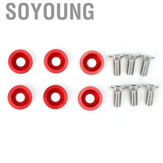 Soyoung 6pcs M8 Decorative Red Washers Screws Universal for Automobile Car  Bumper Engine Cover Auto Accessories