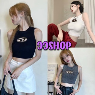 JJ Shop​💜​พร้อมส่ง เสื้อครอปกล้ามผ้าร่อง เว้าหน้าอกD ผ้าไหมพรม   "6585-5/6585-6" -C