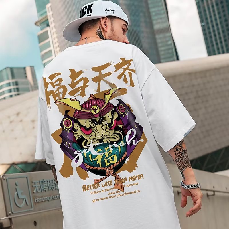 เสื้อยืดลําลอง แขนสั้น คอกลม พิมพ์ลายการ์ตูนแอนิเมชั่น ทรงหลวม สไตล์จีน แฟชั่นสําหรับเด็กผู้ชาย ไซซ์ M - 8XL