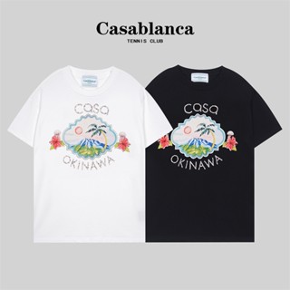 ขายดีที่สุด Casa55bl1anca เสื้อยืดแขนสั้น ผ้าฝ้าย พิมพ์ลายตัวอักษร ต้นมะพร้าว พลัสไซซ์ สําหรับผู้ชาย ผู้หญิง