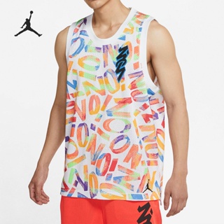 Nike ของแท้ 100% Air Jordan เสื้อยืดแขนกุด ผ้าตาข่าย ระบายอากาศ แห้งเร็ว สําหรับผู้ชาย DH0595